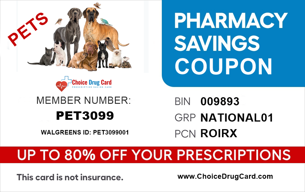 We will text our pet prescription medication discount card to your mobile phone.